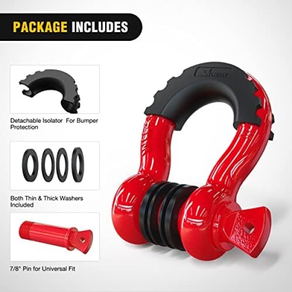 Nilight 2 Pack 3/4" D-Ring Shackle 4.75 Ton (9500 Lbs) Capacity with 7/8" Pin - Image 3
