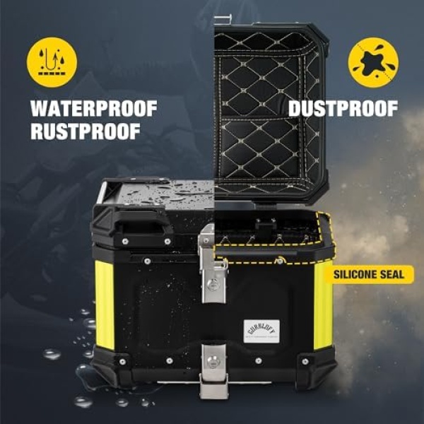 Motorcycle Top Case, 45L Aluminum Motorcycle Trunk, Tail Box Bag with Anti-Theft - Image 3
