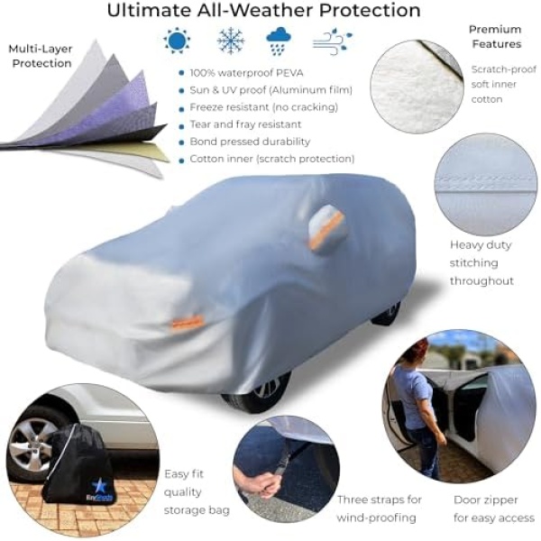 EzyShade 10-Layer SUV Car Cover Waterproof All Weather. See Vehicle Size-Chart - Image 2