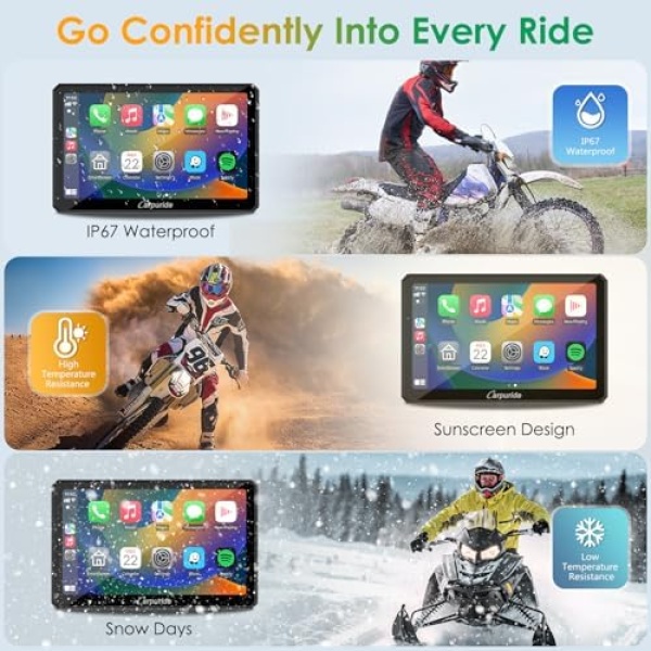 Carpuride W712D Motorcycle Carplay Screen with HD 1080P Dual Dash Cam - Image 7