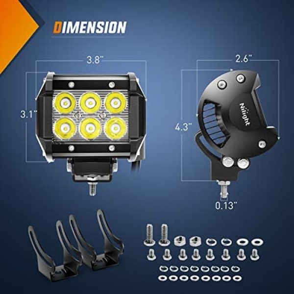 Nilight 2PCS 18W 1260lm Spot Driving Fog Light Off Road Led Lights Bar Mounting - Image 2