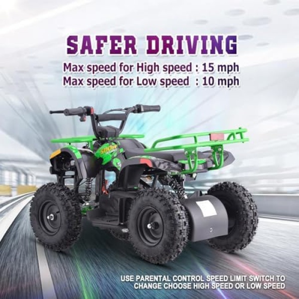 36V 4 Wheelers Electric ATV, Dirt Quad Vehicle Adjustable Speed, Kids Quad Bike - Image 4