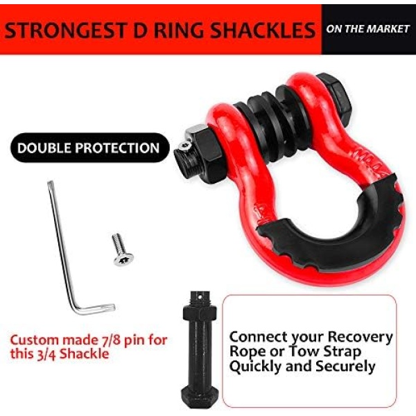 Shackles 3/4" D Ring Shackle (2 Pack) 45,000lb Break Strength with 7/8" Pin - Image 8