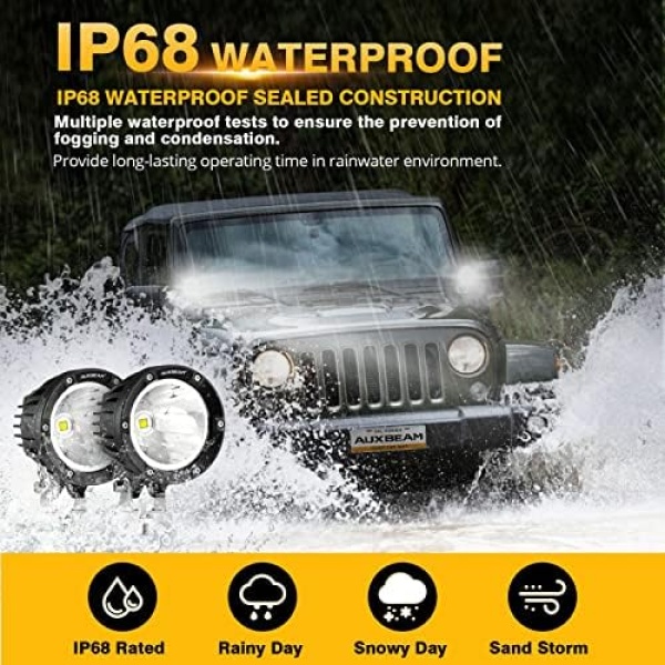 Auxbeam C4 Series Spot Beam LED Pod Lights, 4 Inch 72W Round Off-Road Lighting - Image 4