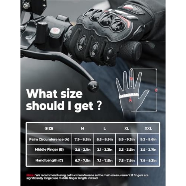 KEMIMOTO Motorcycle Gloves for Men and Women, Touchscreen Cycling Gloves for - Image 7