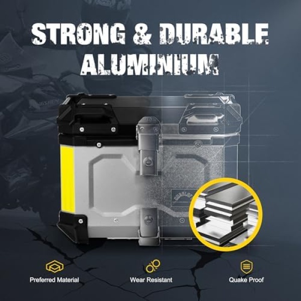 Motorcycle Top Case, 45L Motorcycle Tail Box Bag, Aluminum Top Trunk - Image 2