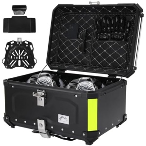 Motorcycle Top Case, 65L Aluminum Motorcycle Top Box with Anti-Theft Lock