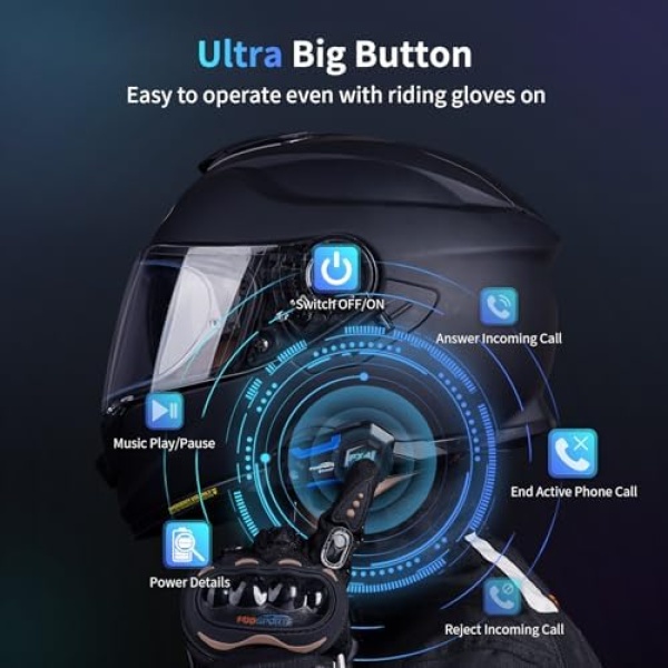 Fodsports Motorcycle Bluetooth Intercom FX4 Pro 1200m Helmet Intercom, 4 Riders - Image 5