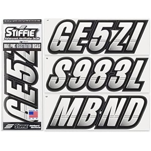 STIFFIE Techtron White/Black 3" Alpha-Numeric Registration Identification