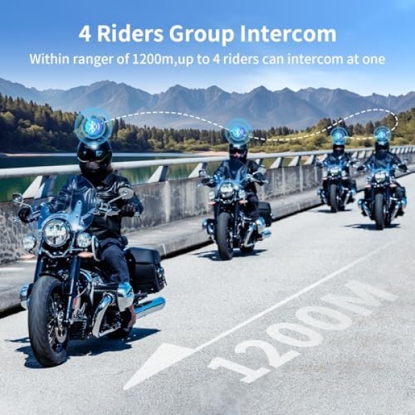 Fodsports Motorcycle Bluetooth Intercom FX4 Pro 1200m Helmet Intercom, 4 Riders - Image 2