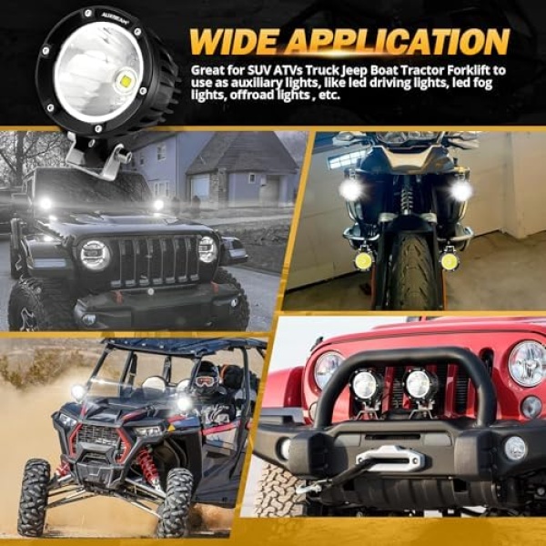 Auxbeam 4In 72W Round Led Offroad Light, 2PCS 7200LM Spot Light Pod with Wiring - Image 7