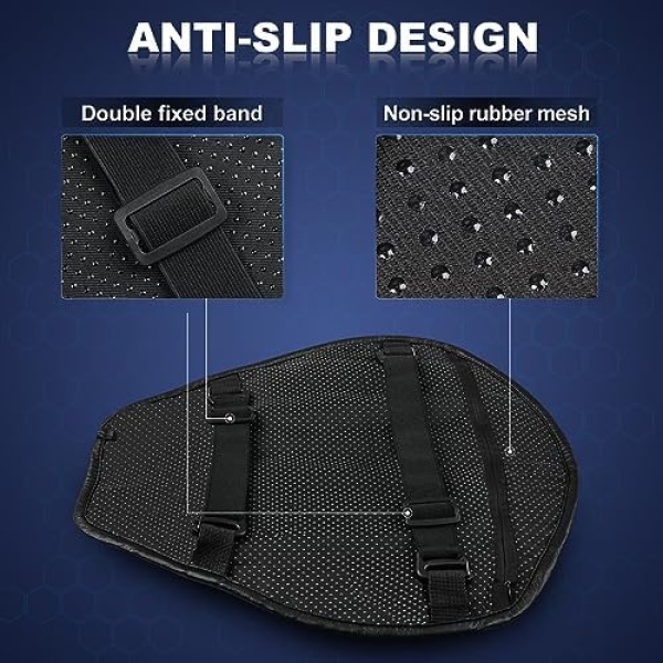 Foldable Motorcycle Seat Cushion with Sunshade Cover, Large 3D-Honeycomb - Image 5