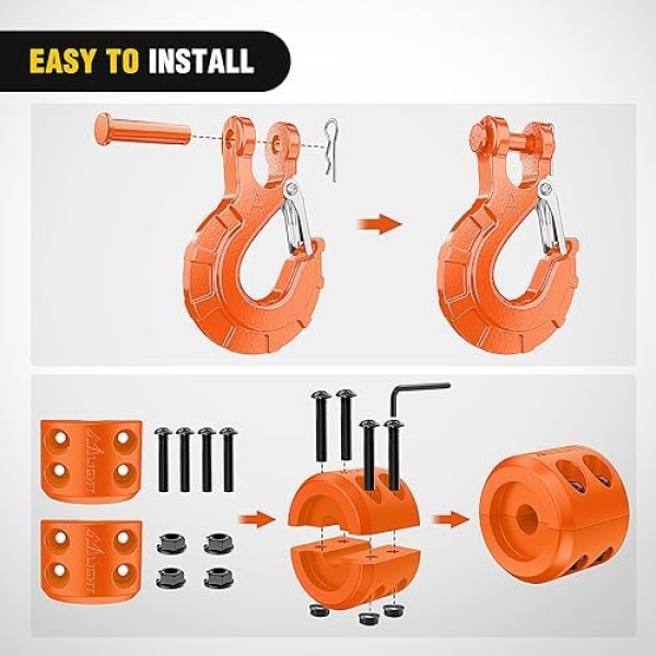 Nilight Forged Steel Winch Hook 3/8" Grade 70 Safety Latch Winch Cable Hook - Image 5
