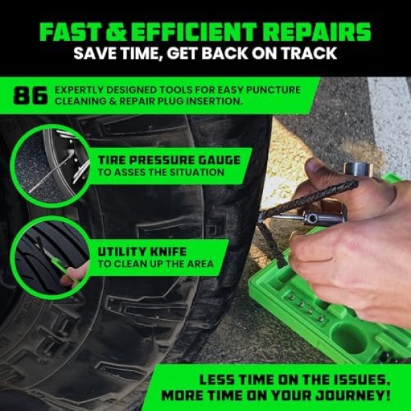Rhino USA Tire Repair Kit (86-Piece) Professional Heavy Duty Tire Plug Kit - Image 2