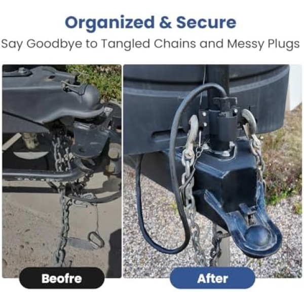 Aluminum Trailer Towing Chain Organizer & 7-Way Plug Holder- Heavy Duty RV - Image 2