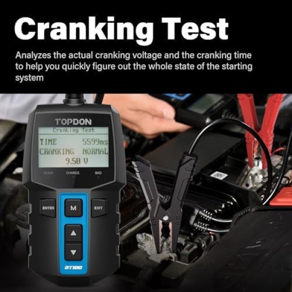 TOPDON BT100 Car Battery Tester 12V Load Tester, 100-2000 CCA Automotive - Image 4