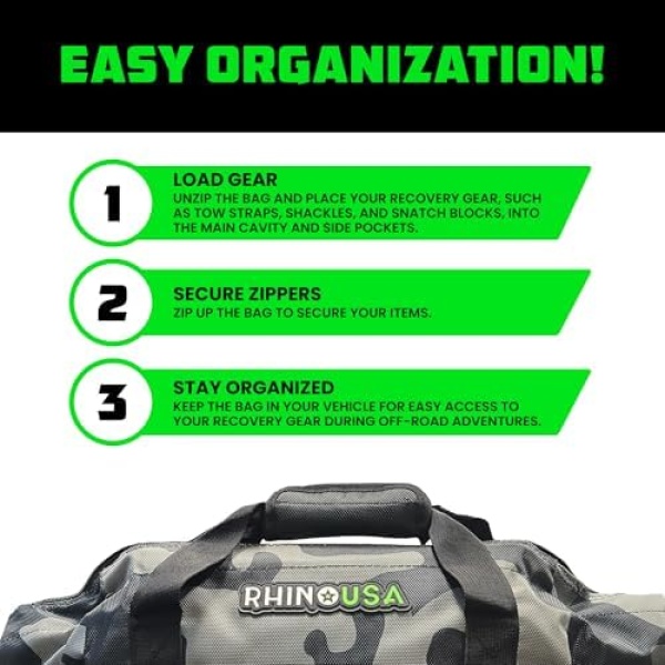 Rhino USA Heavy Duty Recovery Gear Storage Bag - Ultimate Recovery Kit Equipment - Image 6