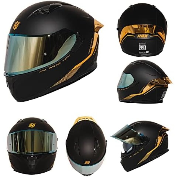 HAX Obsidian Full Face Dual Visor Adult Motorcycle Helmet for Motorbike Street - Image 3