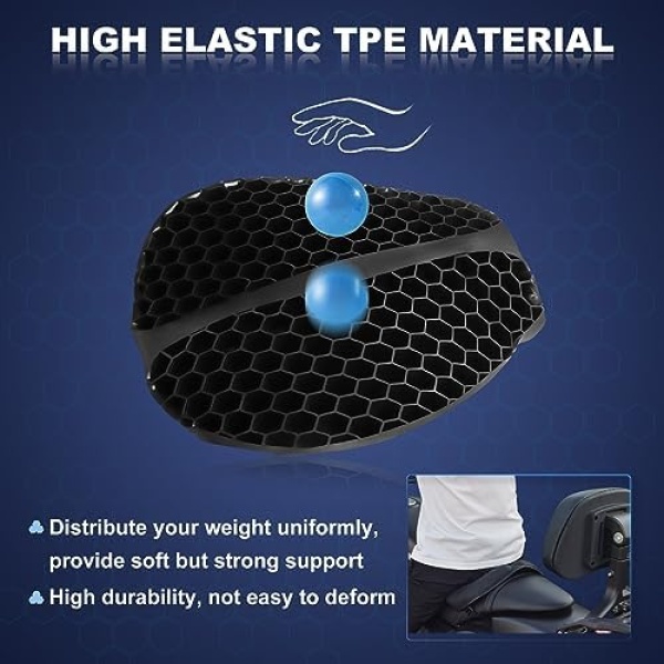 Foldable Motorcycle Seat Cushion with Sunshade Cover, Large 3D-Honeycomb - Image 3