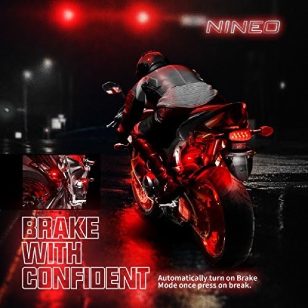 NINEO 8PCS Motorcycle LED Light Kit, RGB Underglow Lights with Brake Light Fit - Image 5