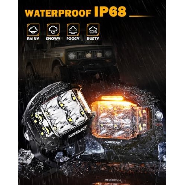 Auxbeam 4 Inch V-MAX Series LED Pods with Side Shooter, 92W Round Offroad - Image 6