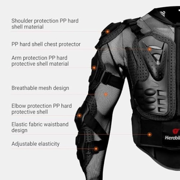 HEROBIKER Motorcycle Full Body Armor Jacket spine chest protection gear - Image 7