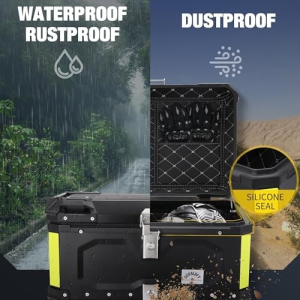 Motorcycle Top Case, 65L Aluminum Motorcycle Top Box with Anti-Theft Lock - Image 5