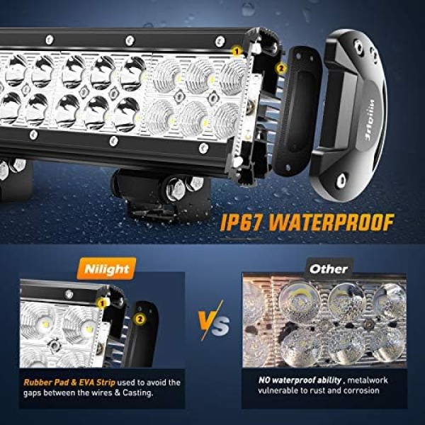Nilight - ZH003 20Inch 126W Spot Flood Combo Led Light Bar 4PCS 4Inch 18W Spot - Image 6