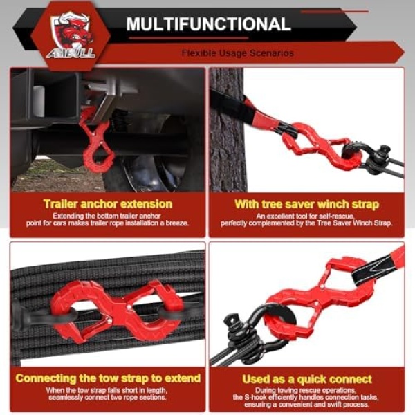 3/8 Tow Hook, Winch Hook for Off-Road Recovery, Towing Shackle 33000 Lbs - Image 3