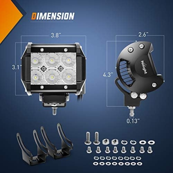 Nilight LED Pods 4PCS 18W 1260lm Flood LED Light Bar Driving Fog Light Off Road - Image 2