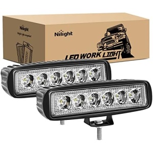 Nilight LED Light Bar 2PCS 18W 6Inch Flood LED Pods Offroad Fog Light Waterproof