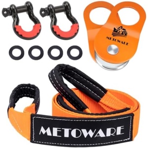 METOWARE Offroad Recovery Kit - 10 Ton Heavy Duty Winch Snatch Block Pulley