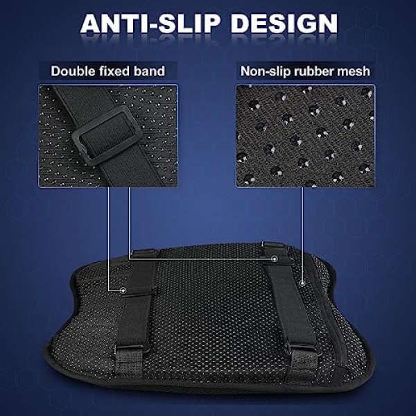Motorcycle Gel Seat Cushion with Seat Pad Sunshade Cover, Large 3D-Honeycomb - Image 4
