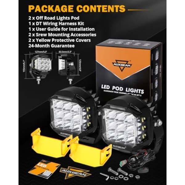 Auxbeam V-MAX Series 5 in LED Light Pods, 168W Offroad Side Shooter Round - Image 9