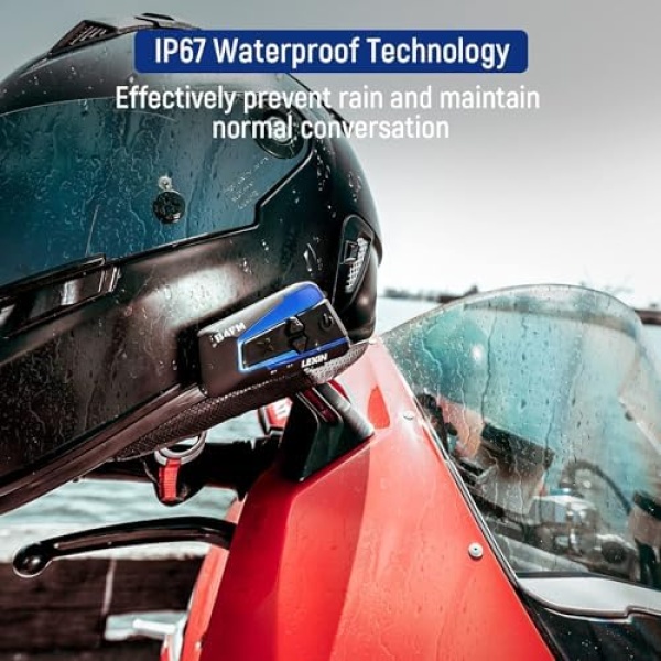 LEXIN B4FM Motorcycle Bluetooth Headset, 10 Riders Helmet Bluetooth Intercom - Image 7