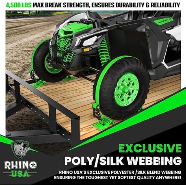 Rhino USA Wheel Chock Tie Down Kit (4,500lb Break Strength) (4) Heavy Duty - Image 4