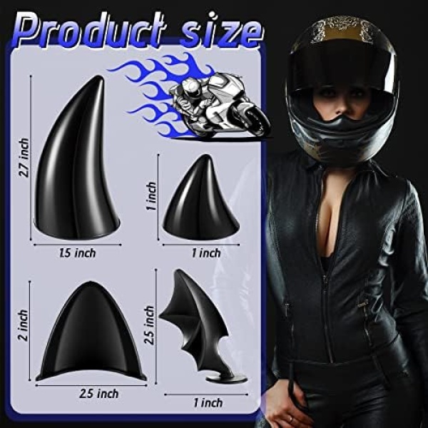 Lewtemi 4 Pairs Helmet Devil Horns Motorcycle Helmet Accessories Cat Ears Devil - Image 2