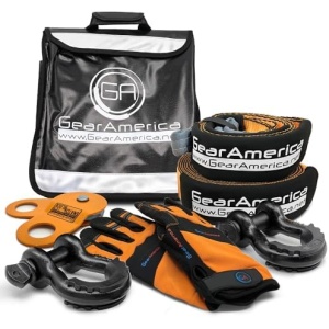 GearAmerica Off Road Recovery Kit, 9 Ton, Includes Tow Strap, Tree Saver, Snatch