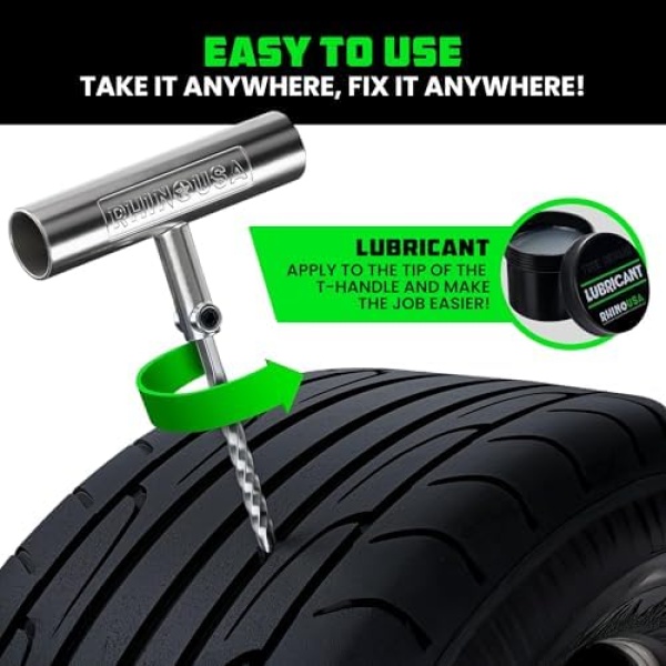 Rhino USA Tire Repair Kit (86-Piece) Professional Heavy Duty Tire Plug Kit - Image 5