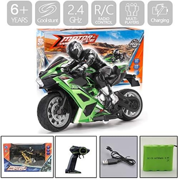 Liberty Imports 2.4G RC Remote Control Stunt Motorcycle with Riding Figure - Image 7