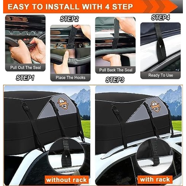 Sailnovo Car Rooftop Cargo Carrier Roof Bag, 20 Cubic feet Waterproof Roof Cargo - Image 5