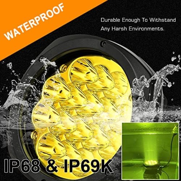 BIGLION.X 5 Inch Pair 160W Amber Round LED Offroad Lights 18800LM Amber Yellow - Image 6
