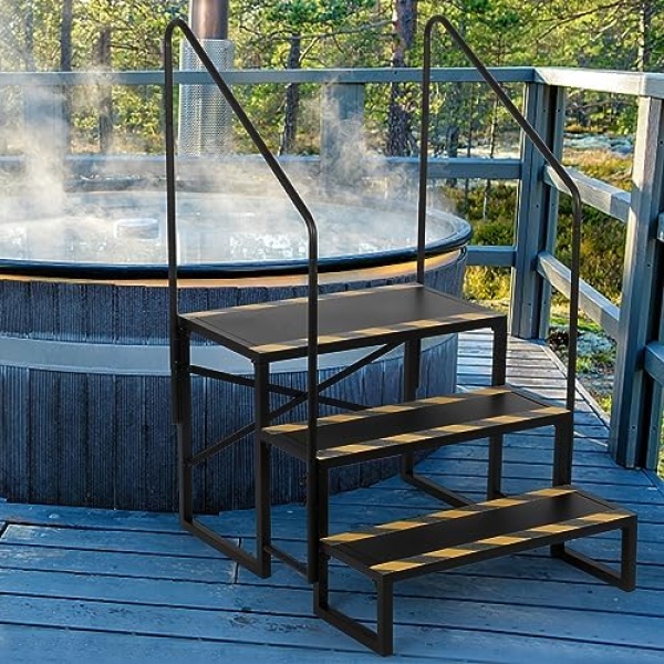 RV Steps with Handrails 3 Steps Mobile Home Stairs Outdoor RV Step Ladder with - Image 2