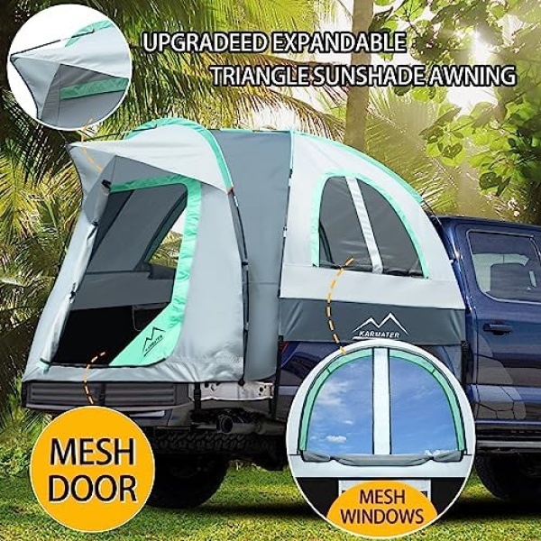 Pickup Truck Tent, Waterproof PU2000mm for Camping 5.5-6.5 Ft Bed, 2-Person - Image 3