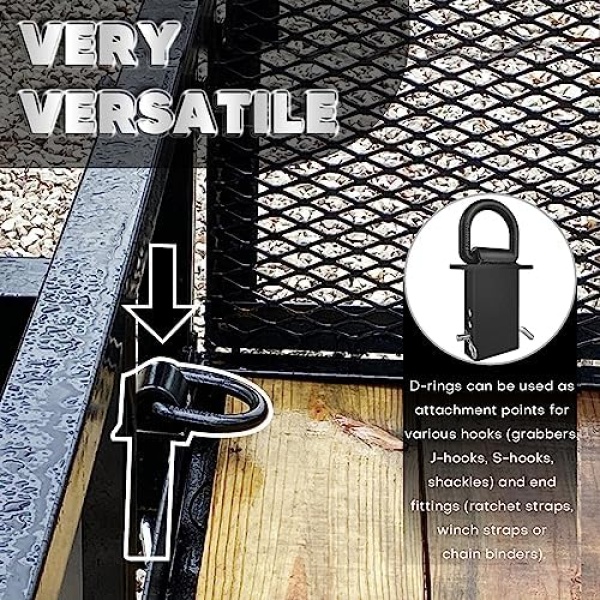 Stake Pocket D Rings 4Pcs 18000lbs Heavy Duty Removable D-Ring Stake Pocket Tie - Image 2