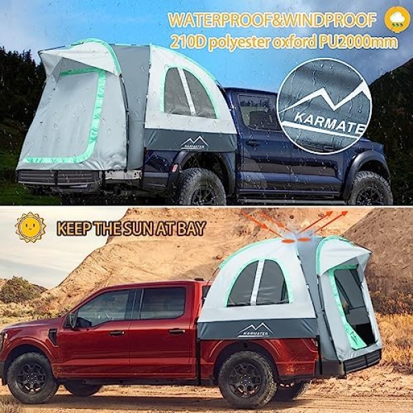 Pickup Truck Tent, Waterproof PU2000mm for Camping 5.5-6.5 Ft Bed, 2-Person - Image 4