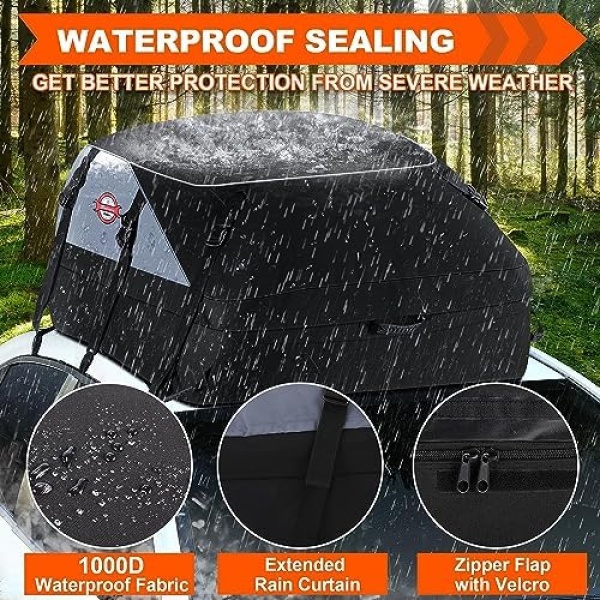 Sailnovo Car Rooftop Cargo Carrier Roof Bag, 20 Cubic feet Waterproof Roof Cargo - Image 6