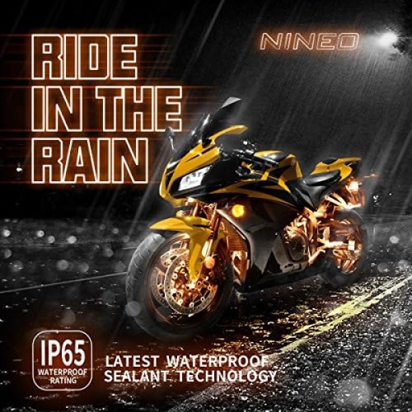 NINEO 8PCS Motorcycle LED Light Kit, RGB Underglow Lights with Brake Light Fit - Image 3