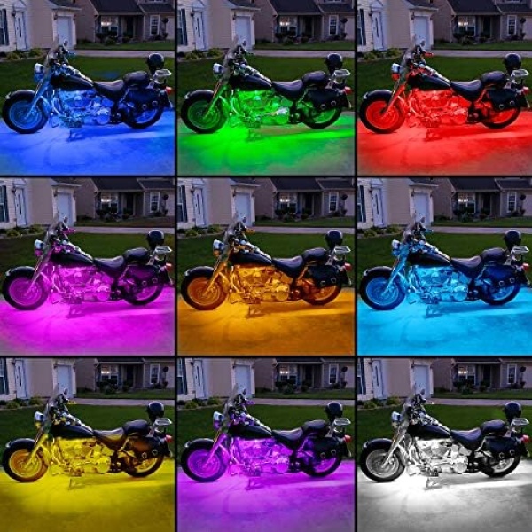 Nilight 8PCS Motorcycle RGB Led Light Kit Waterproof Multi-Color Atmosphere - Image 6