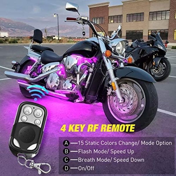 Nilight 8PCS Motorcycle RGB Led Light Kit Waterproof Multi-Color Atmosphere - Image 5